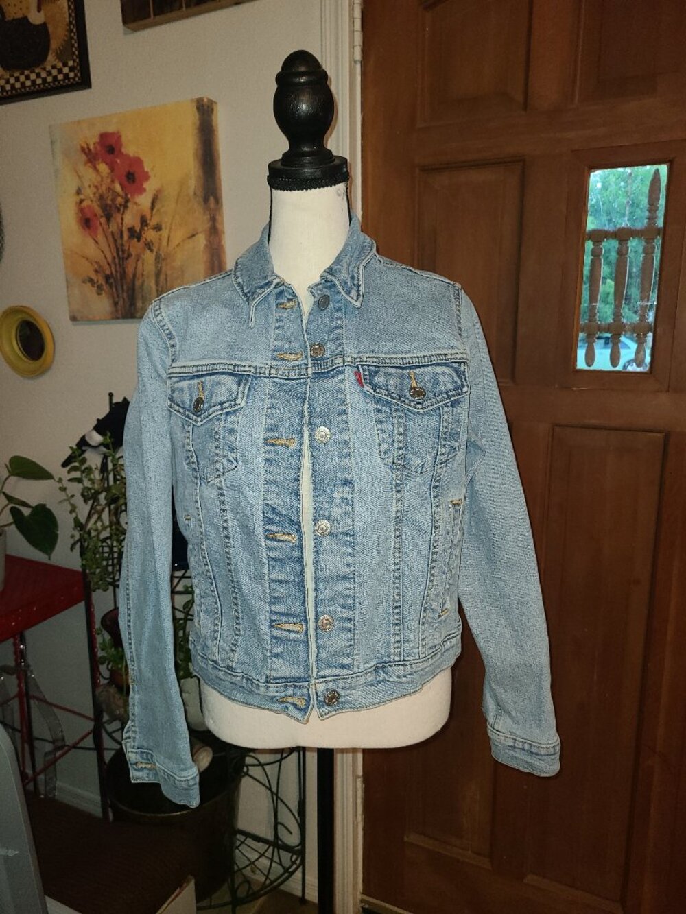 VTG Levis Denim Jacket Womens Medium Blue Trucker Button Front Classic 70's-90's